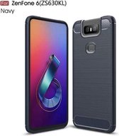 Geborstelde textuur koolstofvezel TPU-hoes voor Asus Zenfone 6 ZS630KL (zwart)