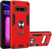 Voor LG V60 ThinQ 5G 2 in 1 Armor Series PC + TPU beschermhoes met ringhouder (rood)