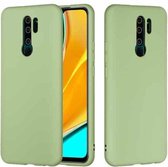 Voor Geschikt voor Xiaomi Redmi 9 Pure Color vloeibare siliconen schokbestendige volledige dekking beschermhoes (groen)