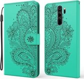 Voor Xiaomi Redmi Note 8 Pro Pauw Reliëfpatroon Horizontale Flip Leren Case met Houder & Kaartsleuven & Portemonnee & Lanyard (Groen)