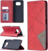 Voor Xiaomi Mi Poco X3 Rhombus Texture Horizontale flip magnetische lederen tas met houder en kaartsleuven (rood)