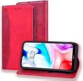Voor Xiaomi Redmi 8A Zakelijke stiksels Horizontale flip lederen tas met dubbele vouw & beugel & kaartsleuven & fotolijst & portemonnee (rood)