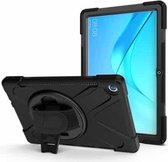 Voor Huawei MediaPad M5 10.8 Schokbestendig Kleurrijk Siliconen + PC Beschermhoes met Houder & Handgreepriem (Zwart)