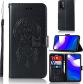 Voor Xiaomi Redmi Note 9 4G Windgong Uil Embossing Patroon Horizontale Flip Leren Case met Houder & Kaartsleuven & Portemonnee (Zwart)