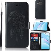 Voor Xiaomi Mi 10T Lite 5G Windgong Uil Embossing Patroon Horizontale Flip Leren Case met Houder & Kaartsleuven & Portemonnee (Zwart)