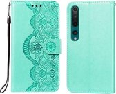 Voor Xiaomi Mi 10 Flower Vine Embossing Pattern Horizontale Flip Leather Case met Card Slot & Holder & Wallet & Lanyard (Green)