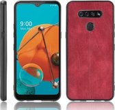 Voor LG K51 Schokbestendig Naaien Koe Patroon Huid PC + PU + TPU Case (Rood)