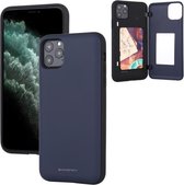 Voor iPhone 11 Pro Max GOOSPERY MAGNETISCHE DEURBUMPER Magnetische Catche Schokbestendig Soft TPU + PC Case Met Kaartsleuf (Marine)