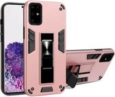 Voor Samsung Galaxy S20 Plus 2 in 1 PC + TPU schokbestendige beschermhoes met onzichtbare houder (roségoud)