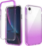 Schokbestendig Hoge transparantie Tweekleurige geleidelijke verandering PC + TPU Snoepkleuren Beschermhoes voor iPhone XR (paars)