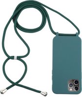 Voor iPhone 12 Pro Max Candy Colors TPU beschermhoes met draagkoord (donkergroen)