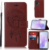 Voor vivo X51 5G Windgong Uil Embossing Patroon Horizontale Flip lederen tas met houder & kaartsleuven & portemonnee (bruin)