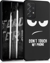 kwmobile telefoonhoesje geschikt voor Samsung Galaxy A72 - Hoesje voor smartphone in wit / zwart - Backcover van TPU - Don't Touch My Phone design