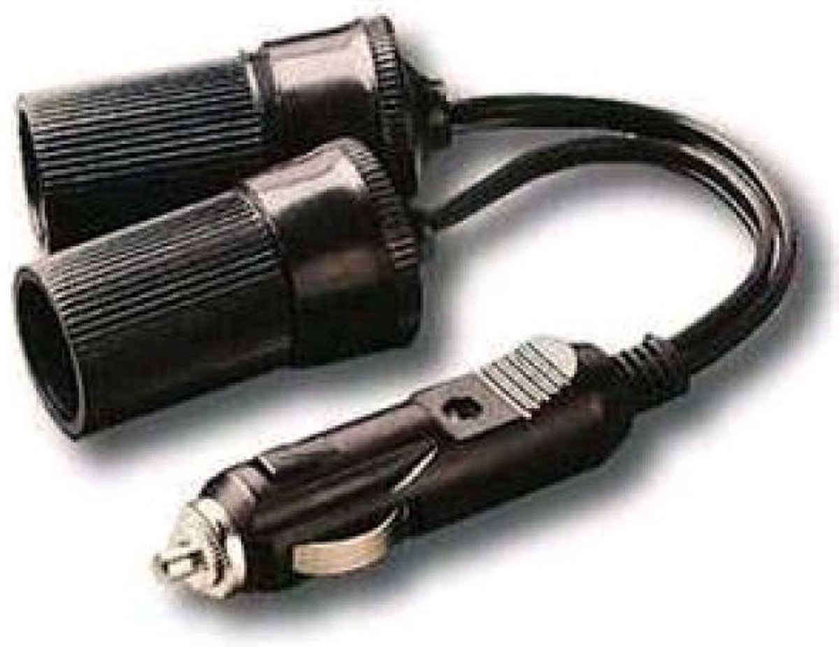 Goedkoopste Stekker met twee stopcontacten 12/24V - inclusief 18 cm kabel en doppen