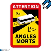 Simbol - Magneetsticker Dode Hoek Frankrijk Bus - Camper - Attention Angles Morts - Duurzame Kwaliteit - Formaat 17 x 25 cm - Formaat