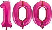 Folie cijfer ballonnen roze 100.