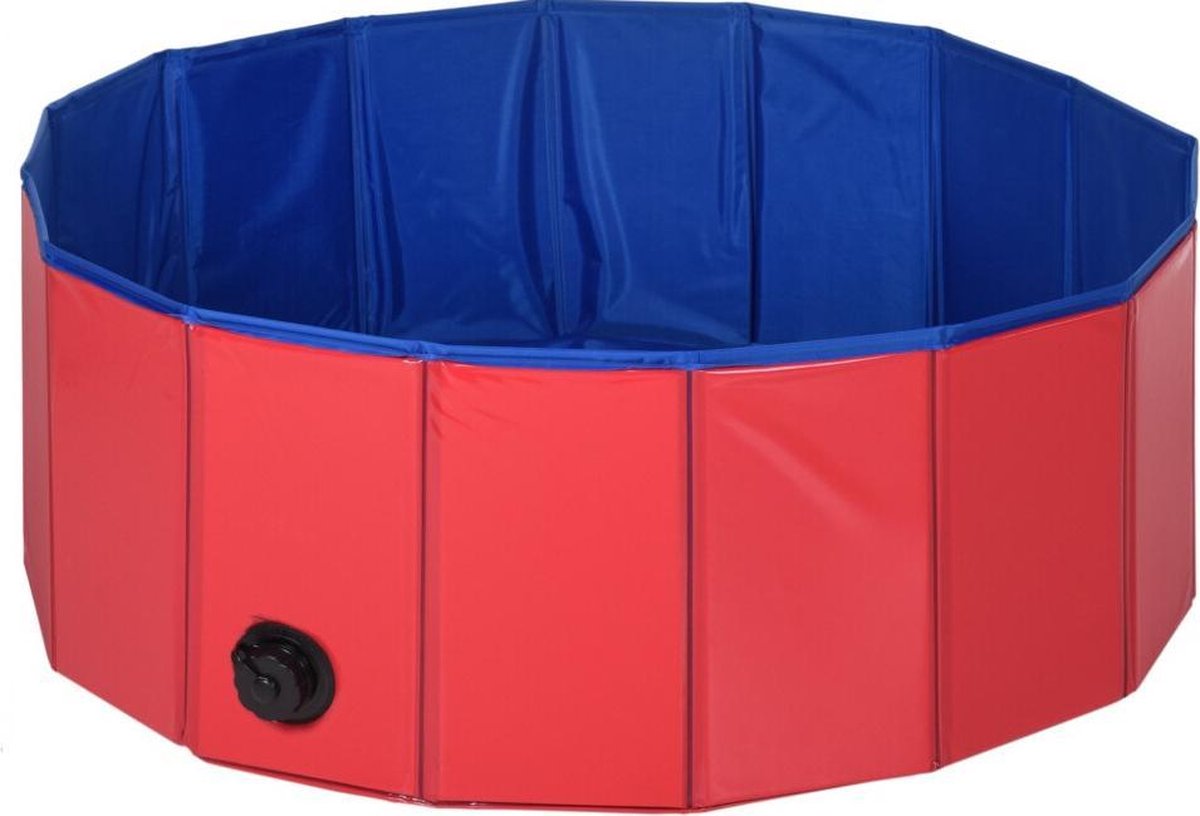 Dierenzwembad - 80x30cm - Hondenzwembad - Dierenplonsbassin - Rood/Blauw