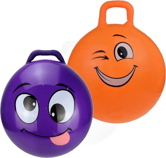 2x stuks skippyballen voor kinderen paars oranje 45 cm Zomer buiten speelgoed bol.com