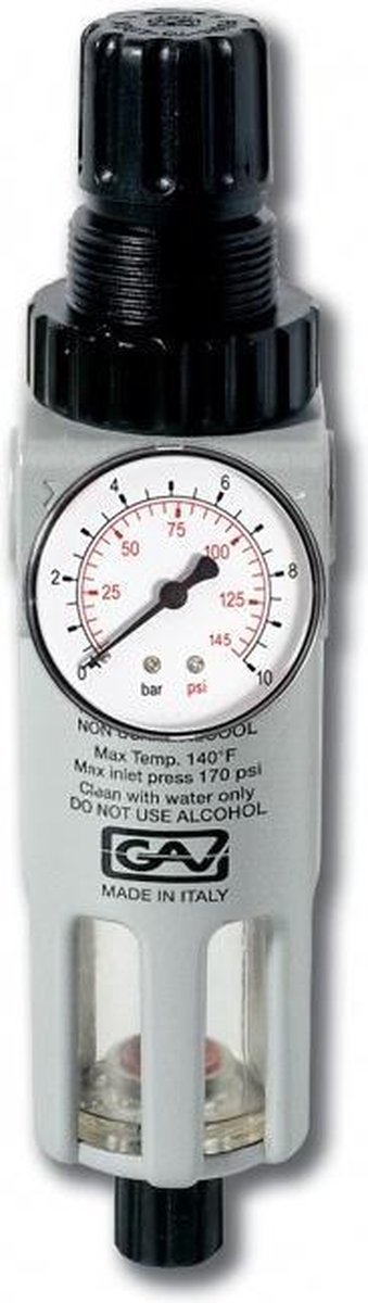 Waterafscheider met Filter Drukregelaar en Manometer - 1/2 - 3/8 (FR200)
