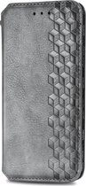 Sony Xperia 1 II Hoesje - Mobigear - Square Serie - Kunstlederen Bookcase - Grijs - Hoesje Geschikt Voor Sony Xperia 1 II