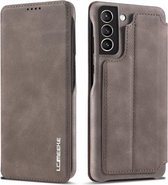 Voor Samsung Galaxy S21 FE LC.IMEEKE Hon Ancient Series horizontale flip lederen tas met houder en kaartsleuf (koffie)