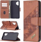 Voor Samsung Galaxy A32 4G Bijpassende Kleur Krokodil Textuur Horizontale Flip PU Lederen Case met Portemonnee & Houder & Kaartsleuven (Bruin)