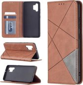 Voor Samsung Galaxy A32 4G Rhombus Texture Horizontale Flip Magnetische Leren Case met Houder & Kaartsleuven (Bruin)