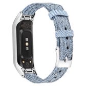 Voor Samsung Galaxy Fit E roestvrijstalen canvas riem, maat: S (hemelsblauw)