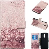 Gekleurde tekening Marmer patroon Horizontaal Flip PU lederen tas met houder & kaartsleuven & portemonnee voor OnePlus 7 (Rose Gold)