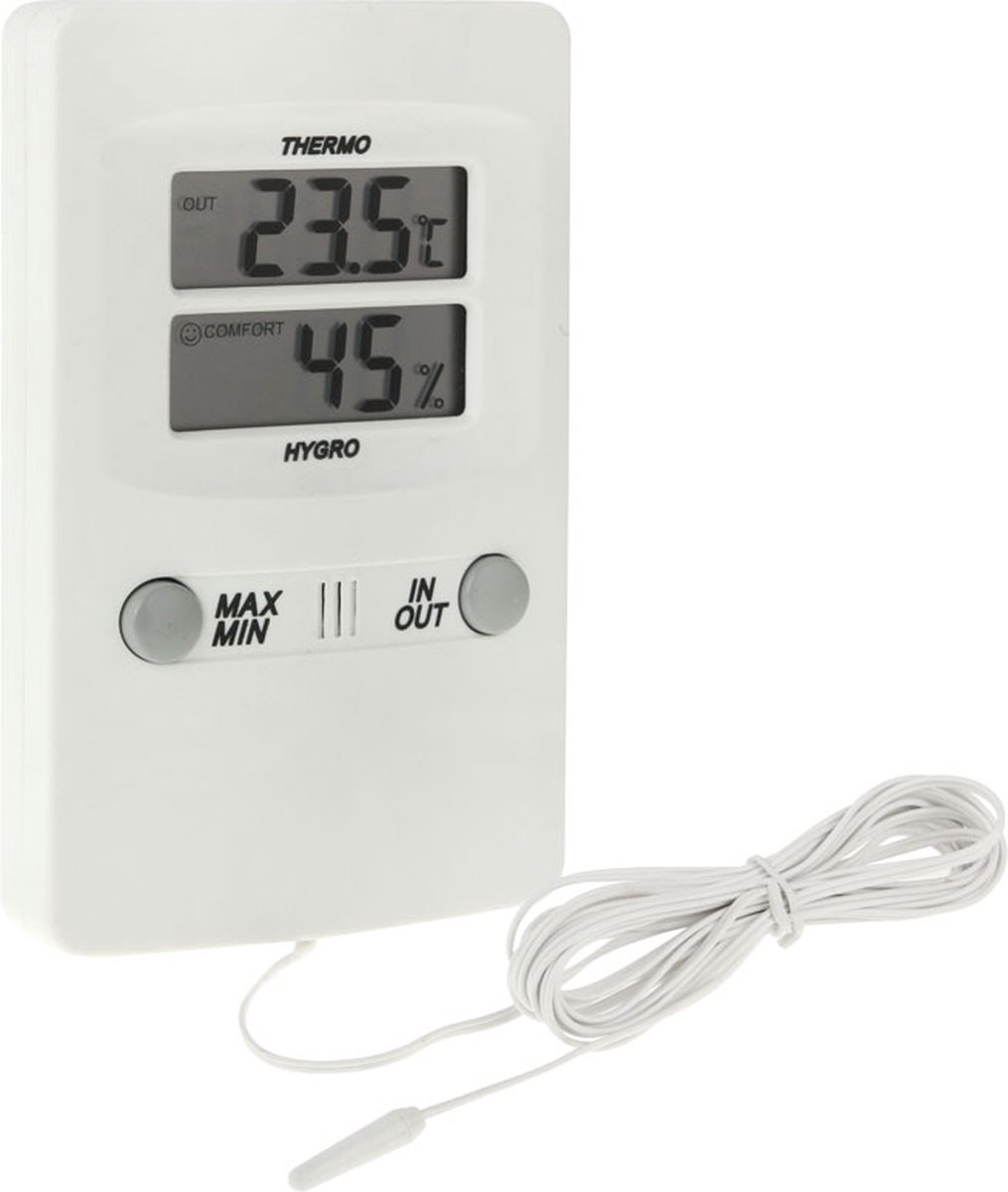 TH02 Digitale LCD Indoor Outdoor Sensor Probe Weer Vochtigheid Hygrometer Thermometer