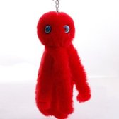 Pluche Cool Octopus Soft Pompom Fluffy Fur Keychain (Red)