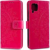 Voor Huawei P40 Lite Totem Bloem Reliëf Horizontale Flip TPU + PU lederen tas met houder & kaartsleuven & portemonnee (rood)