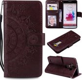 Voor LG G3 Totem Bloem Reliëf Horizontale Flip TPU + PU lederen tas met houder & kaartsleuven & portemonnee (bruin)