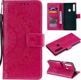 Voor Huawei P smart Z Totem Bloem Reliëf Horizontale Flip TPU + PU lederen tas met houder & kaartsleuven & portemonnee (rood)
