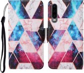 Voor Huawei P30 Gekleurde Tekening Patroon Horizontale Flip Leren Case met Houder & Kaartsleuven & Portemonnee & Lanyard (Sterrenmarmer)