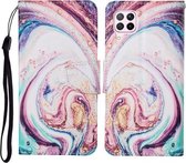 Voor Huawei P40 lite Gekleurde Tekening Patroon Horizontale Flip Leren Case met Houder & Kaartsleuven & Portemonnee & Lanyard (Whirlpool Marmer)