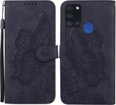 Voor Samsung Galaxy A21s Retro Skin Feel Butterflies Embossing Horizontale Flip Leather Case met houder & kaartsleuven & portemonnee (zwart)