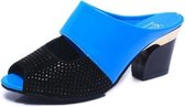 Lakleer dikke bodem vismond casual pantoffels, maat: 35 (blauw)