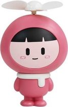 Schattige cartoon marionet handheld miniventilator creatieve kinderen studenten draagbare USB-oplaadventilator (roze rood)
