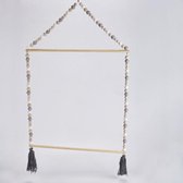 Scandinavische stijl houten kleur Macaron houten kralen String enkele haak hanger garderobe opslag hanger (grijs)