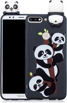 Voor Huawei Honor 7C schokbestendige cartoon TPU beschermhoes (drie panda's)