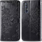 Voor OPPO Find X2 Neo Halfway Mandala Embossing Pattern Horizontale Flip Leather Case met houder & kaartsleuven & portemonnee & fotolijst & Lanyard (zwart)