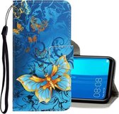 Voor Huawei Y9 2019 3D Gekleurde Tekening Horizontale Flip PU Leather Case met Houder & Kaartsleuven & Portemonnee (jade Vlinder)