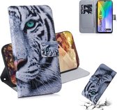Voor Huawei Y6P Gekleurde Tekening Horizontale Flip Leren Case met Houder & Kaartsleuf & Portemonnee (Tijger)