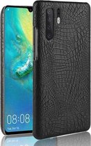 Schokbestendig Crocodile Texture PC + PU-hoesje voor Huawei P30 Pro (zwart)