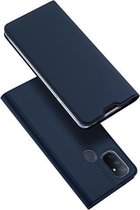 Voor OnePlus Nord N100 DUX DUCIS Skin Pro Series Horizontale flip PU + TPU lederen hoes met houder en kaartsleuven (blauw)