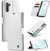 Voor Galaxy Note 10 CaseMe-003 PU + PC Business Style Crazy Horse Texture Horizontale Flip Leren Case met Houder & Kaartsleuven & Portemonnee (Wit)