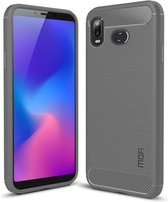 MOFI Brushed Texture Carbon Fiber TPU Case voor Galaxy A6s (grijs)