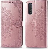 Voor OPPO Find X2 Halverwege Mandala Embossing Patroon Horizontale Flip Leren Case met Houder & Kaartsleuven & Portemonnee & Fotolijst & Lanyard (Rose Goud)
