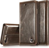 CaseMe-003 voor iPhone 6 & 6s PU + PC Business Style Crazy Horse Texture Horizontale flip lederen tas met houder & kaartsleuven & portemonnee (bruin)